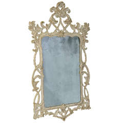 Italian Painted Mirror with Elaborately Pierced Carved Frame