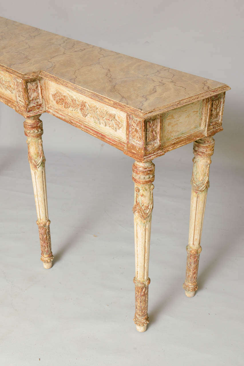 Italian Long and Narrow Painted Louis XVI Style Console Table