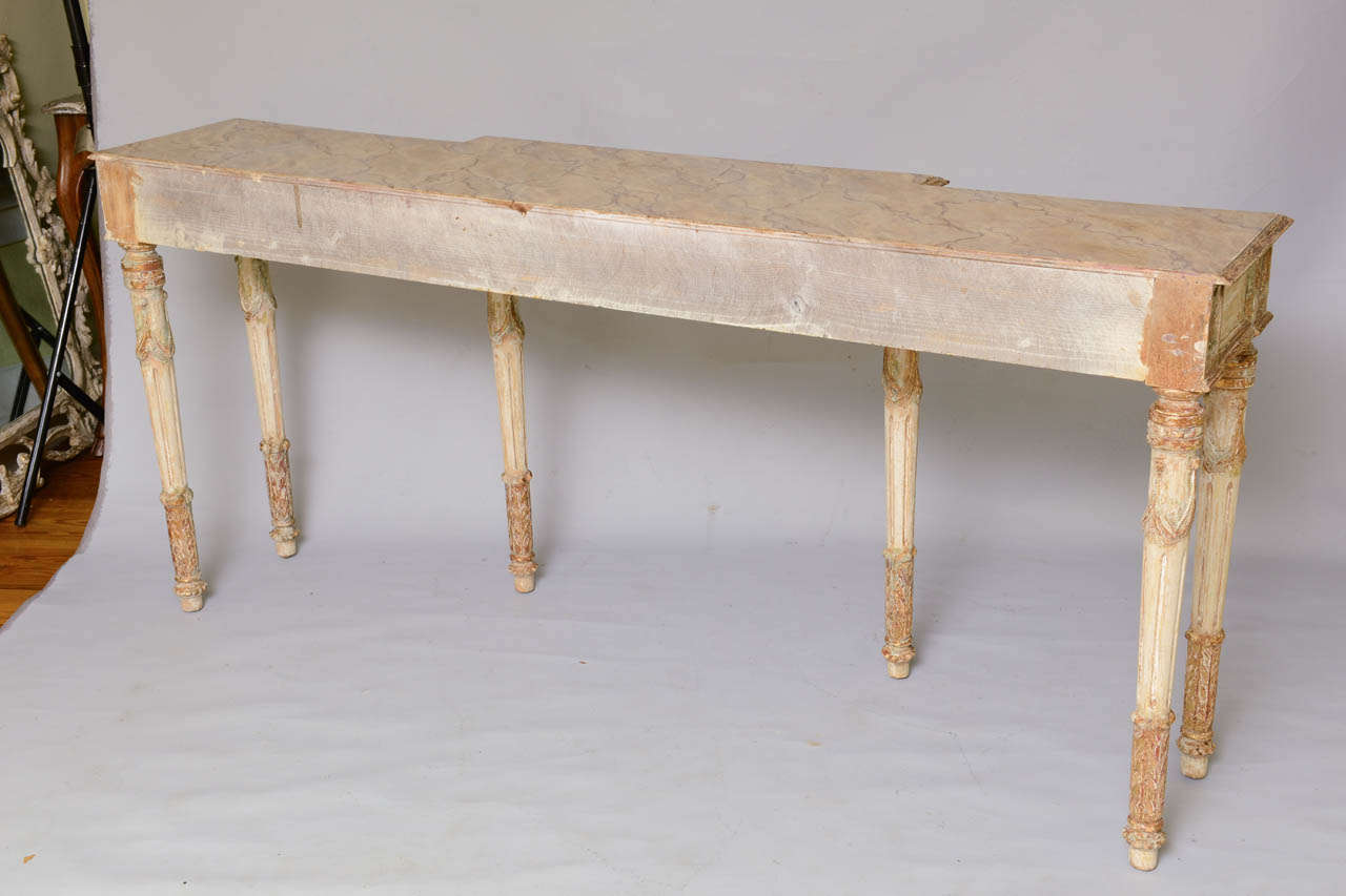 Long and Narrow Painted Louis XVI Style Console Table 3