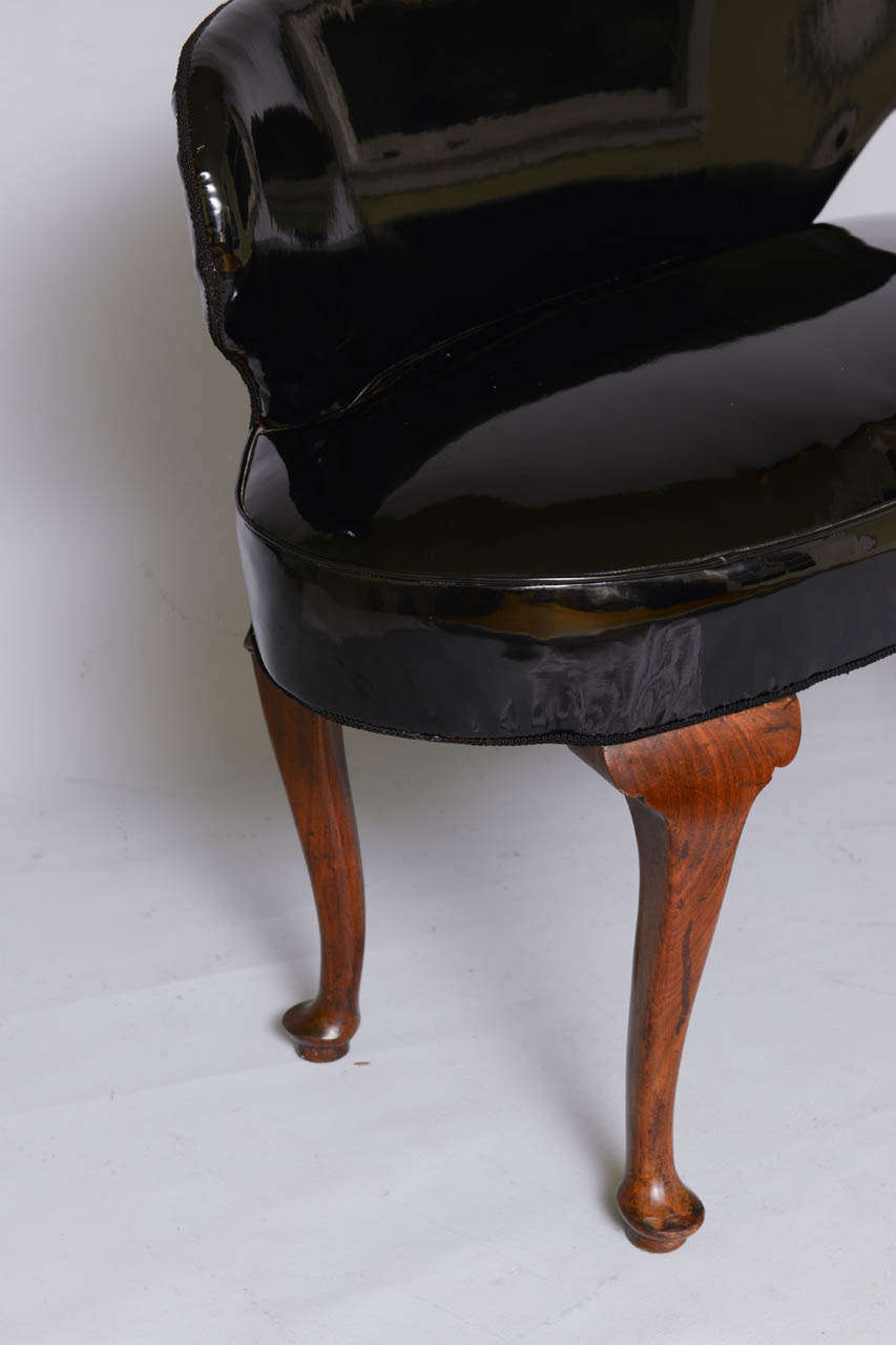 English Unique, Patent Leather Upholstered, 19th Century Settee