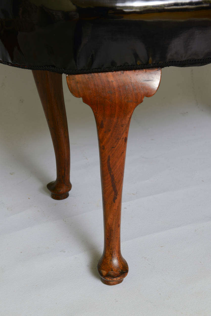 Unique, Patent Leather Upholstered, 19th Century Settee 3