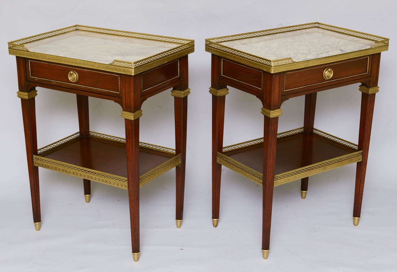 Pair of Marble Top End Tables at 1stdibs