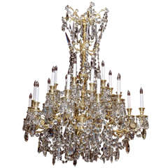 Antique French Louis XVI Baccarat Crystal and Bronze D
ore Chandelier