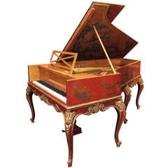 Piano Pleyel français ancien avec coffret en laque exceptionnel vers 1890-1910