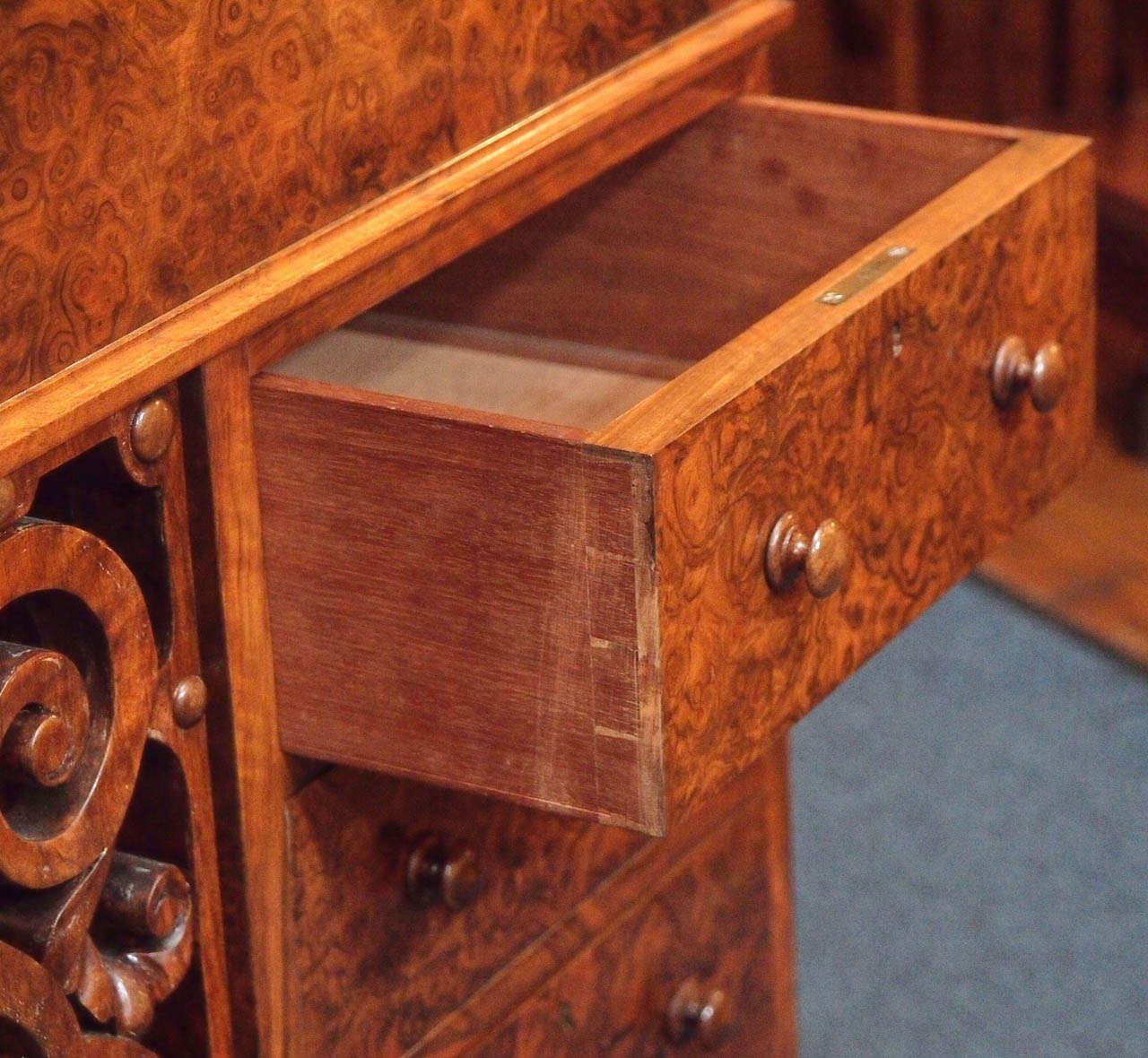 Museum Quality Antique Burled Walnut Mechanical Davenport Desk 2