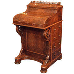 Museum Quality Antique Burled Walnut Mechanical Davenport Desk