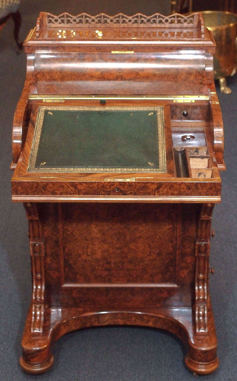 Museum Quality Antique Burled Walnut Mechanical Davenport Desk at 1stDibs