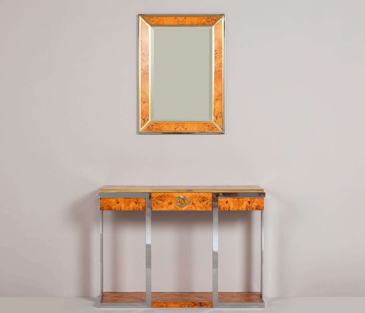 equipped with one drawer, and mirror with faceted edge
