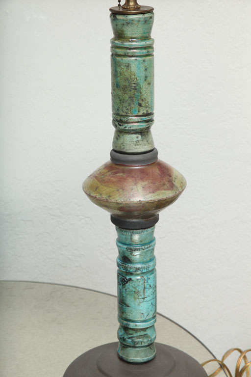 Pair of Raku Pottery Lamps 1