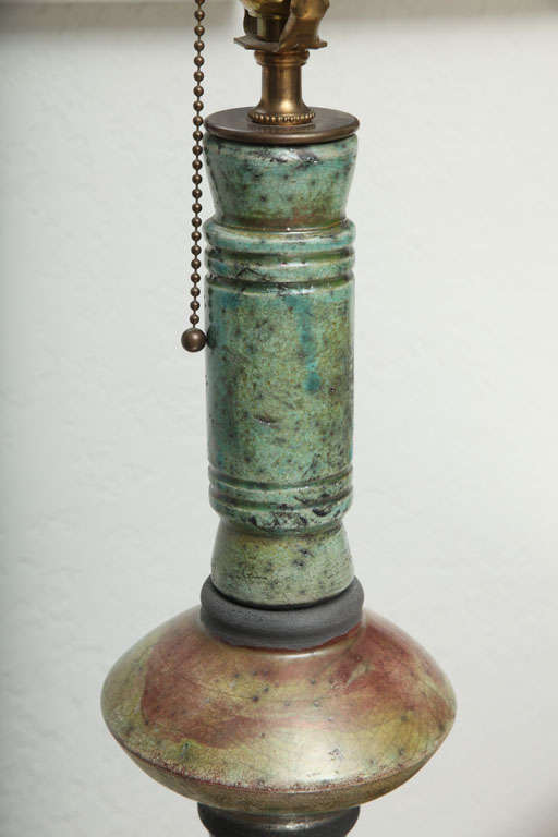 Pair of Raku Pottery Lamps 3