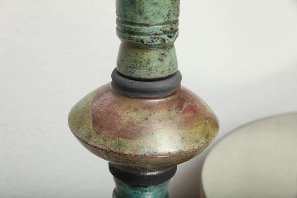 Pair of Raku Pottery Lamps 5