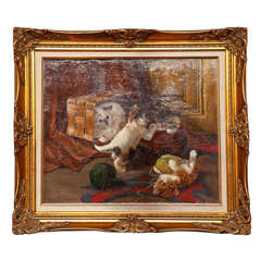 Russian Oil on Canvas "Kittens"