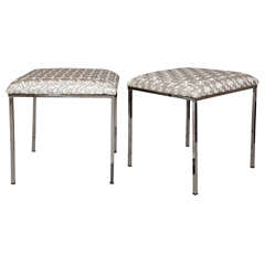 Pair of Vintage Italian Made Chrome Benches