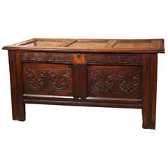 English Oak Hand Carved Coffer