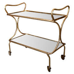 Hollywood Regency Style Brass Tea Cart