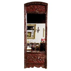 Carved Asian Framed Mirror