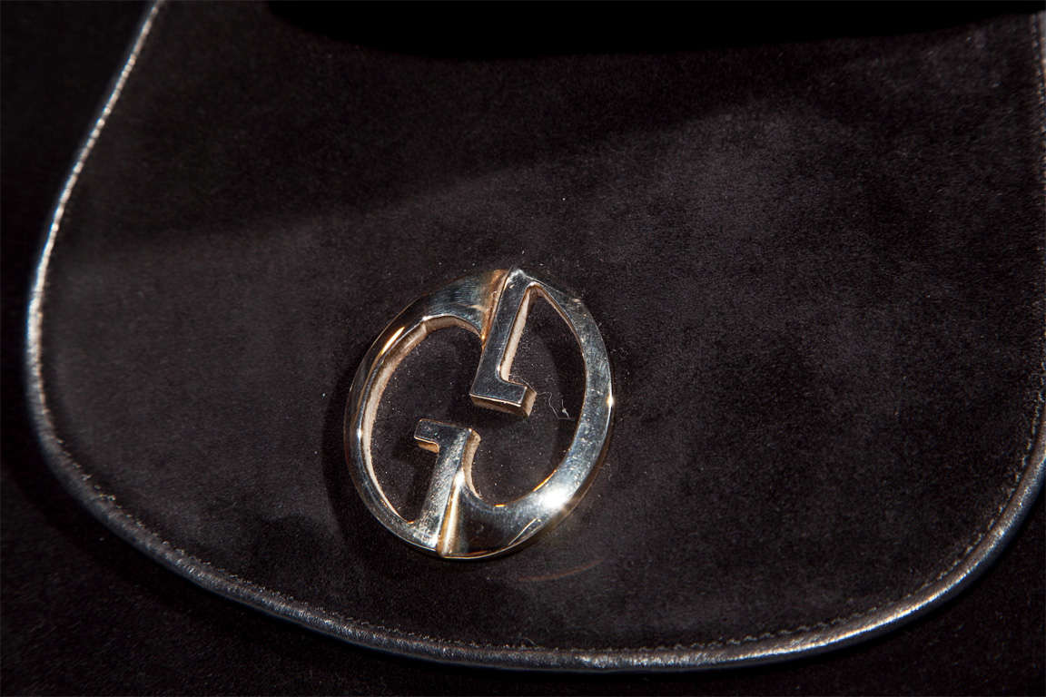 Black Gucci 73 Hardware Suede Shoulderbag presented by funkyfinders