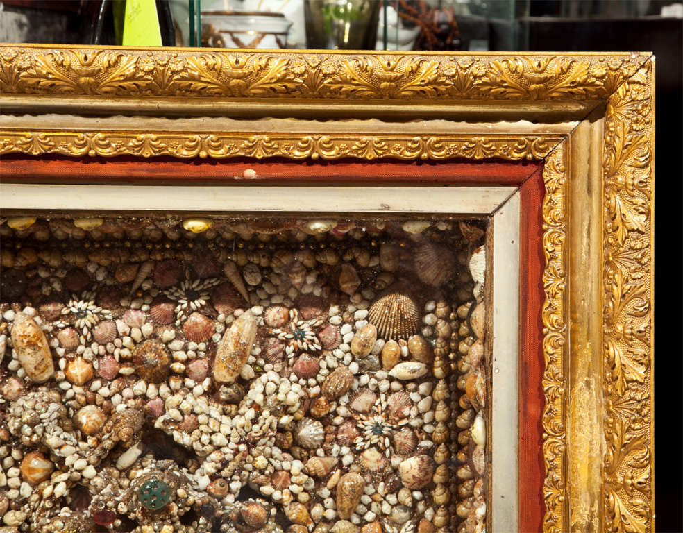 19th Century Wonderful Victorian Shadow Box Sailors Valentine