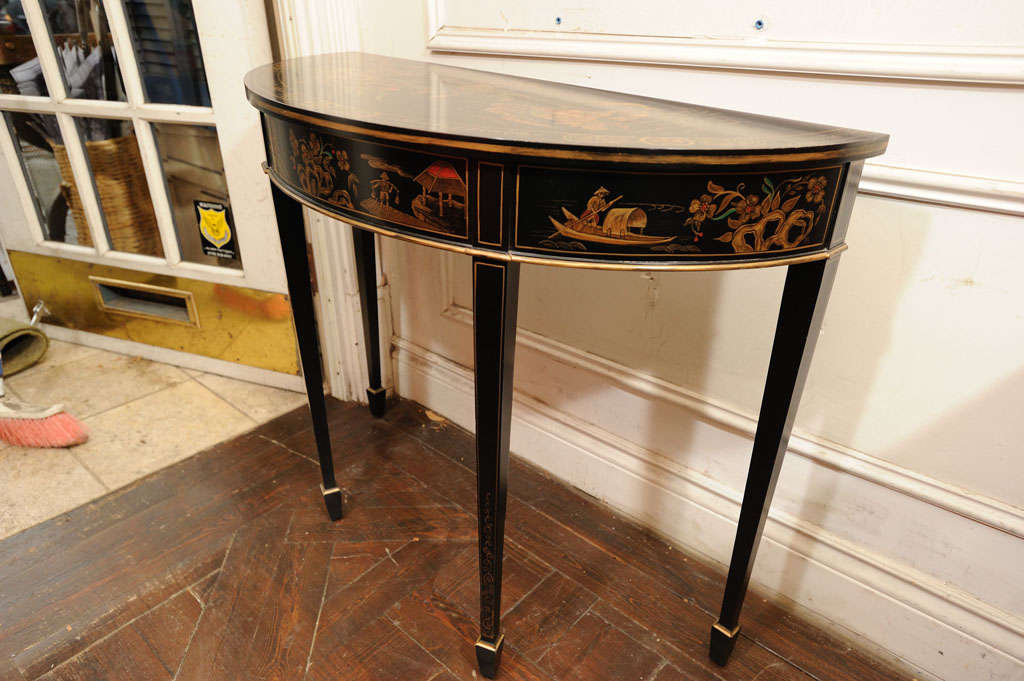 Demi-lune Chinoserie Console Table