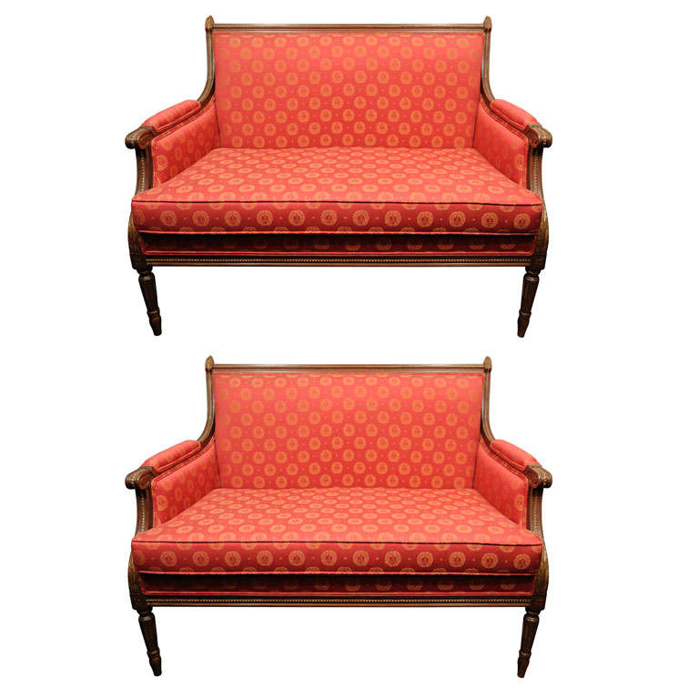 A pair of Louis XVI style Settees For Sale