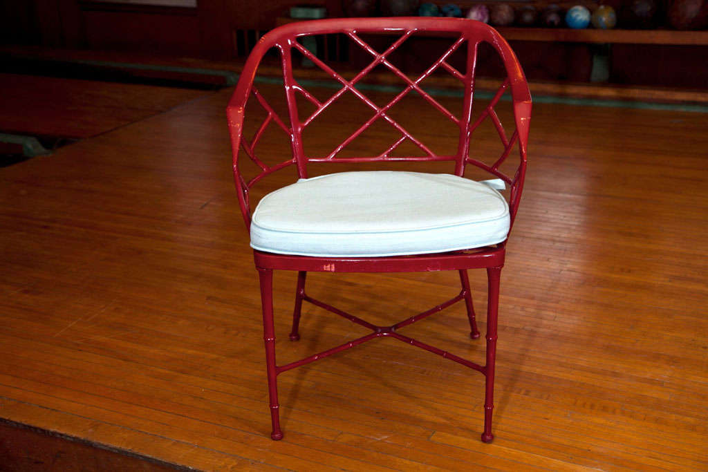 Mid-20th Century Set Of Four  Metal Faux Bamboo Dining Chairs, Mid 20th Century.
