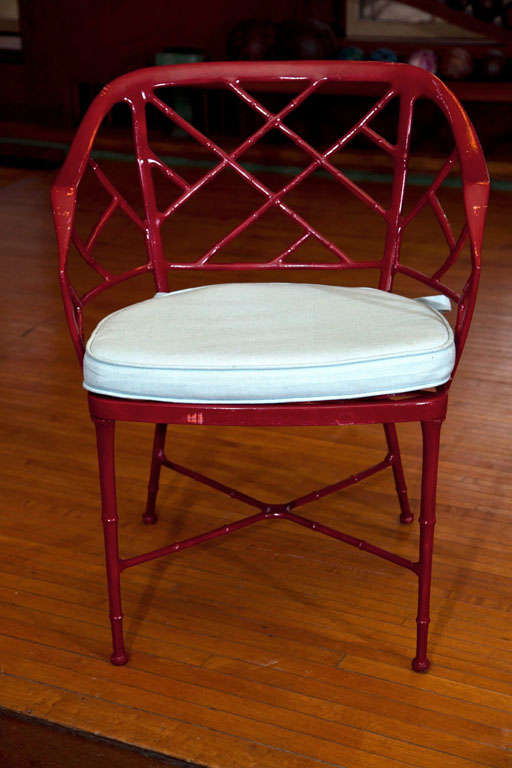 Set Of Four  Metal Faux Bamboo Dining Chairs, Mid 20th Century. 1