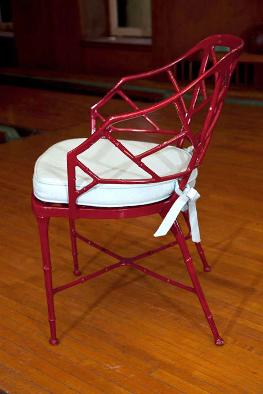 Set Of Four  Metal Faux Bamboo Dining Chairs, Mid 20th Century. 4