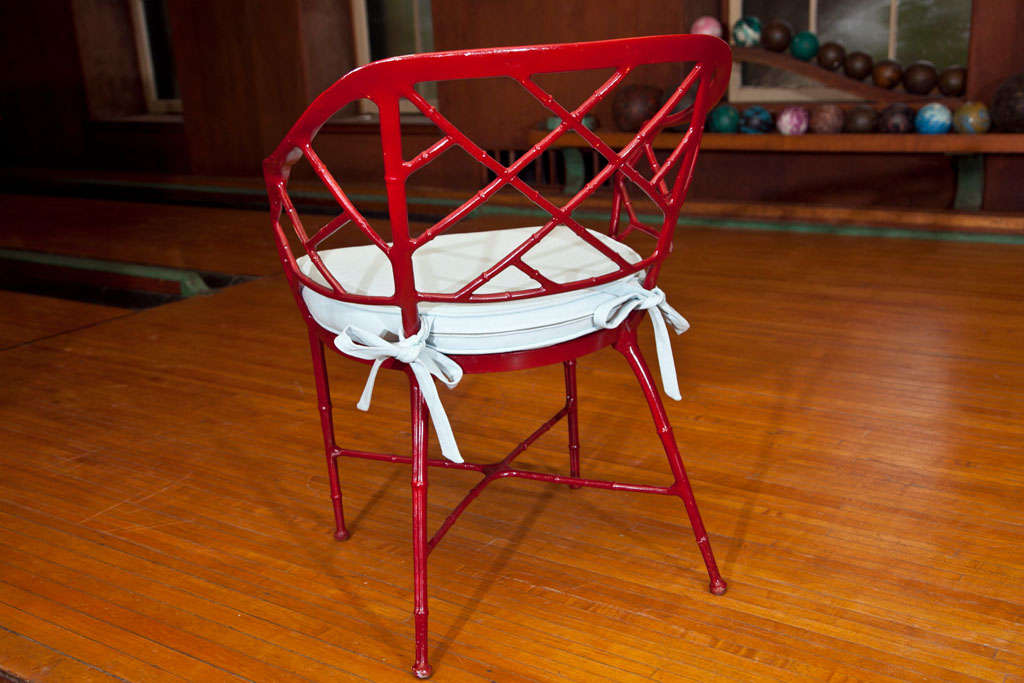 Set Of Four  Metal Faux Bamboo Dining Chairs, Mid 20th Century. 6