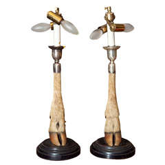 Pair of Unusual Hoof SIlver Mt.Table Lamps, Birmingham, 1913.