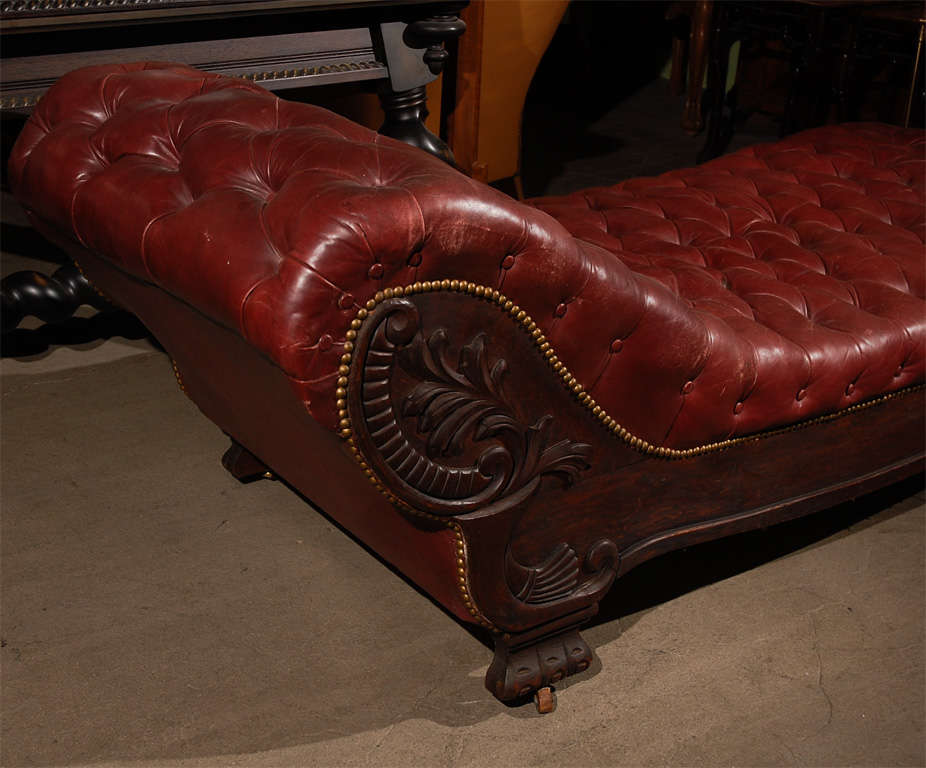 Victorian Red Leather Chaise 3