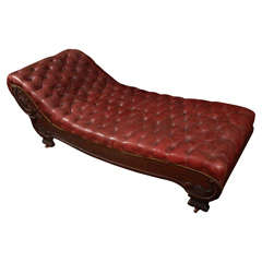 Antique Victorian Red Leather Chaise