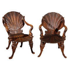 Pair of Italian Carved Arm Chairs