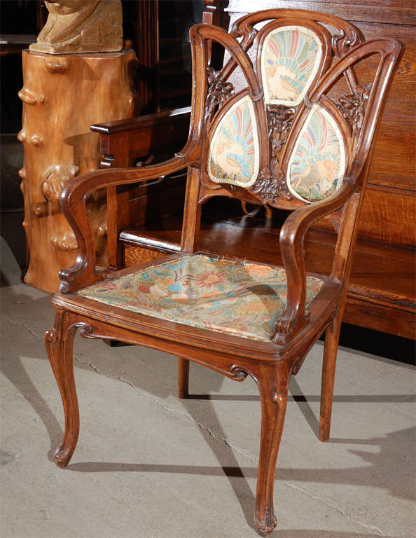 Carved Arm Chair In Good Condition For Sale In Los Angeles, CA