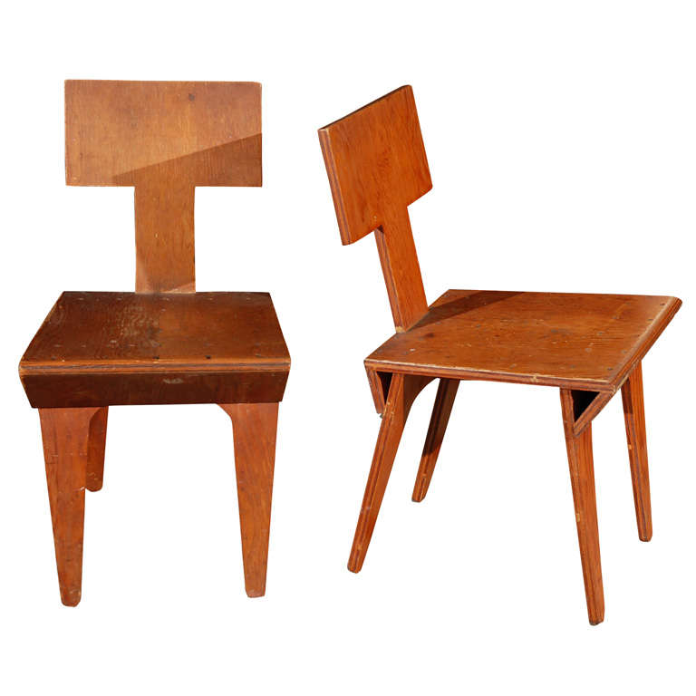 Pair of Plywood Side Chairs by Nathan Lerner