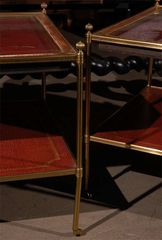 Pair of French Cinnebar Side Tables In Excellent Condition For Sale In Los Angeles, CA