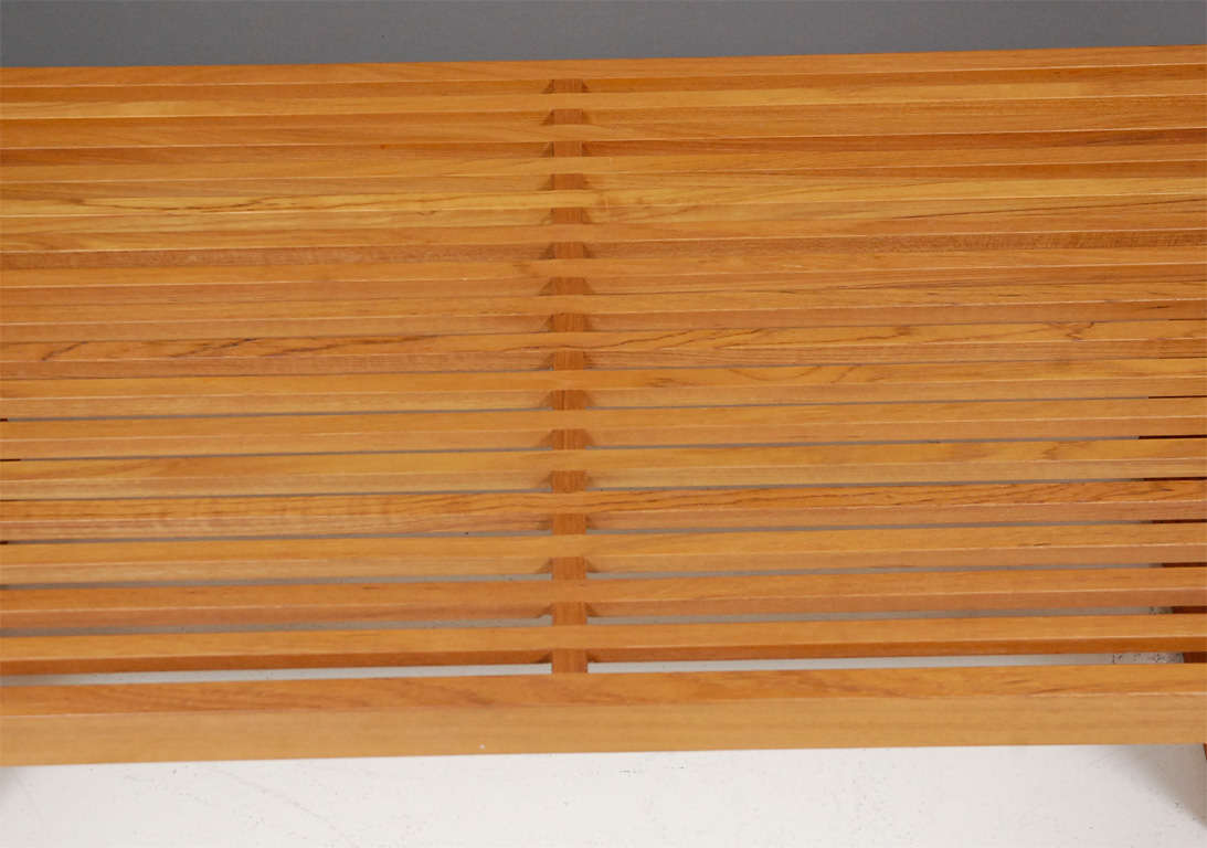 Late 20th Century Solid Teak Mid-Century Style Bench
