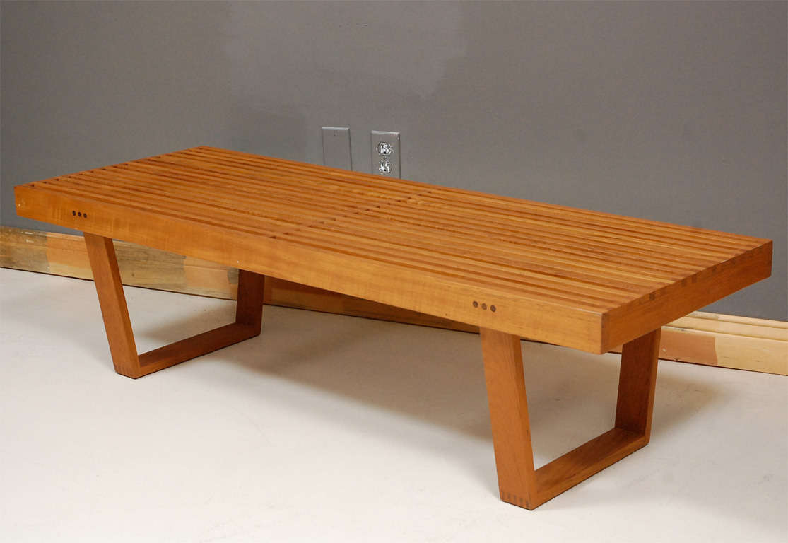Solid Teak Mid-Century Style Bench 1