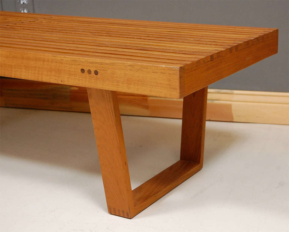 Solid Teak Mid-Century Style Bench 2