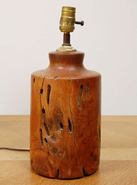 Mid-20th Century Turned Mesquite Wood Table Lamps
