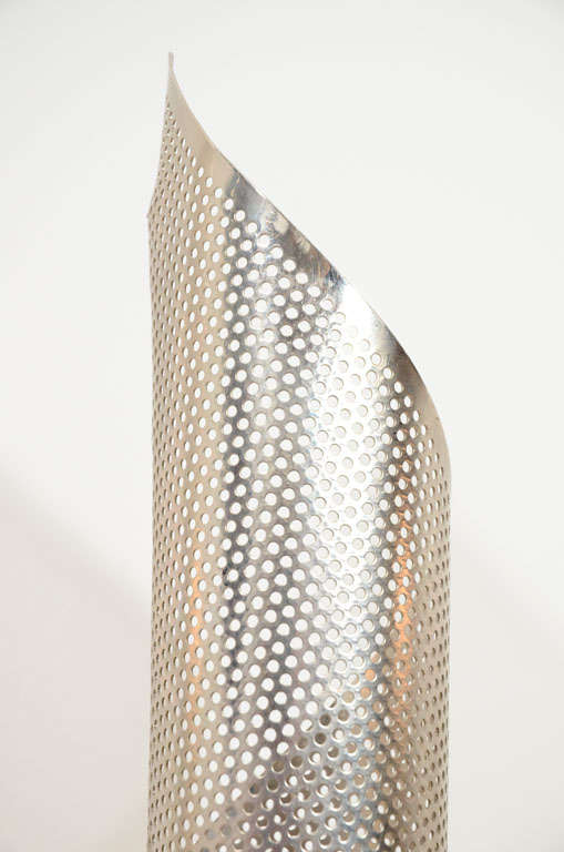 Minimalist Modernist Perforated Aluminum Lamp after Mategot For Sale