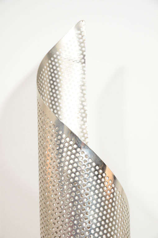 Modernist Perforated Aluminum Lamp after Mategot In Excellent Condition For Sale In New York, NY