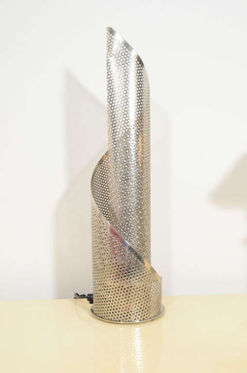 20th Century Modernist Perforated Aluminum Lamp after Mategot For Sale
