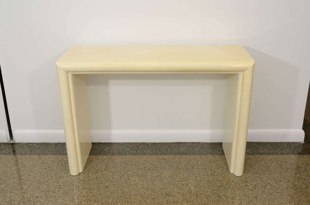 Ivory Lacquer Console Table after Karl Springer