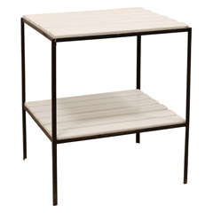 Slatted Wood Side Table