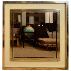 A Large Maison Jensen Brass, Glass and Chrome Mirror Frame.