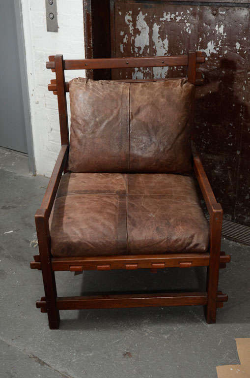 English Arts and Crafts Leather Chair at 1stdibs