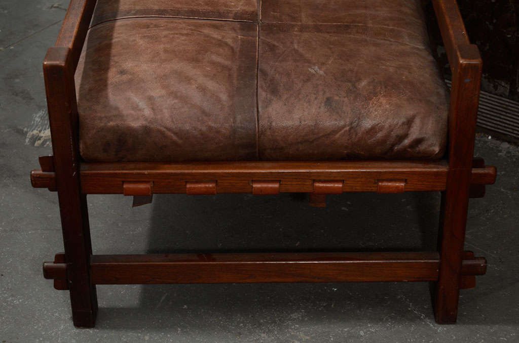 English Arts and Crafts Leather Chair at 1stdibs