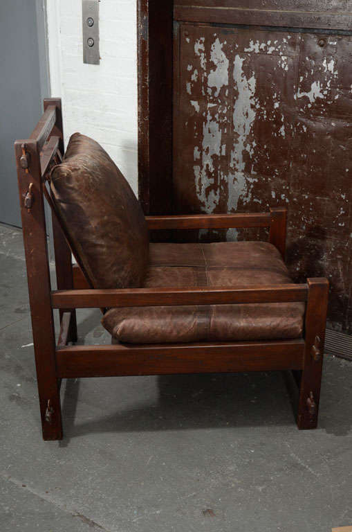English Arts and Crafts Leather Chair at 1stdibs
