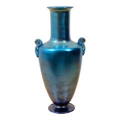 Tiffany Studios, Tiffany glass,  Blue Favrile  Urn Vase