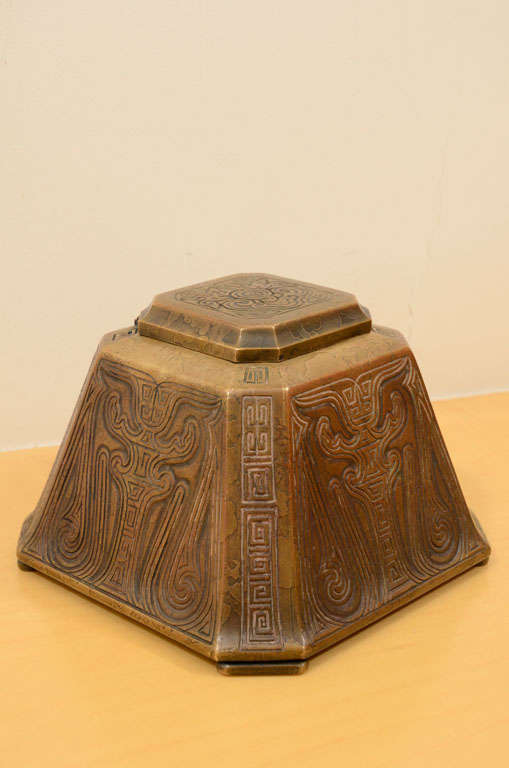 American Tiffany Studios Inkwell, Chinese Pattern For Sale